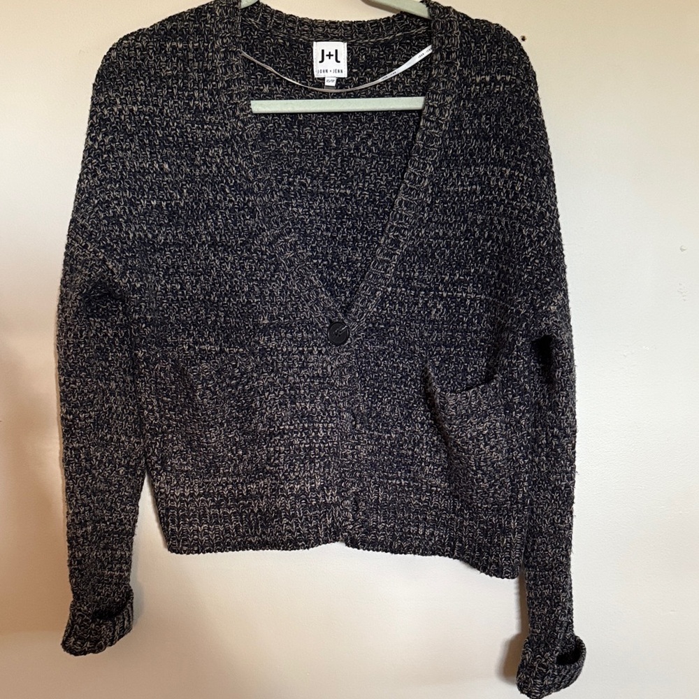 John + Jenn Black and Gray Cardigan Sweater